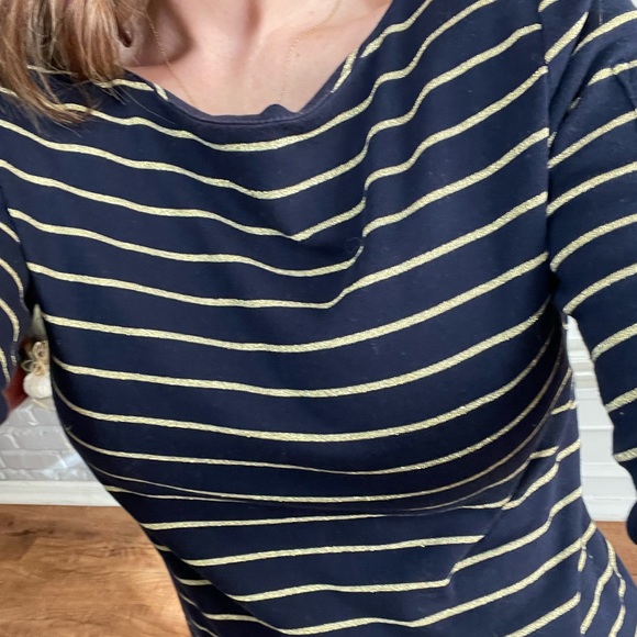 Lauren Ralph Lauren 3/4 Sleeves Navy and Gold Shirt - Picture 3 of 11